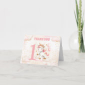 Rose mignonne Unicorn fille 1er anniversaire Carte (Devant)