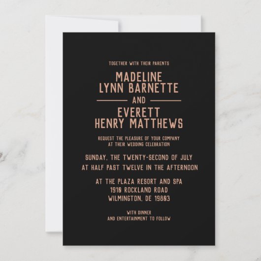 Rose minimal Or moderne Faire-part de mariage simp (Devant)