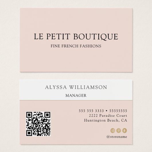 Rose minimaliste avec code QR (Devant & derrière)