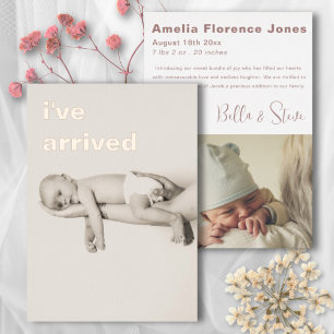 Rose minimaliste Gold Photo Faire-part bébé