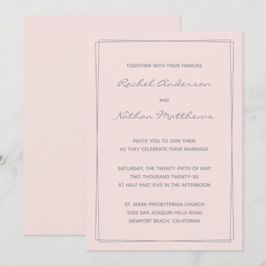 Rose Misty Blush rose Wedding Invitations (Devant / Derrière)