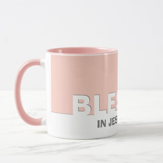Rose moderne BLESSÉ Au Nom De Jésus Mug Chrétien (Gauche)