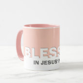 Rose moderne BLESSÉ Au Nom De Jésus Mug Chrétien (Devant gauche)
