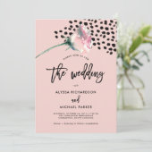 Rose moderne Blush avec noir | Faire-part de maria (Debout devant)