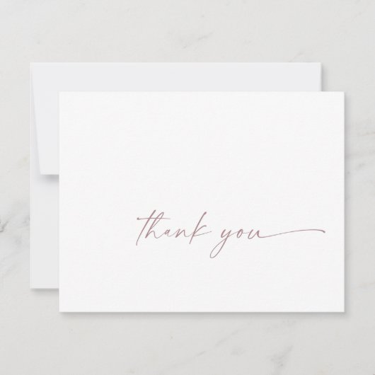 Rose moderne Carte de remerciements de script or (Devant)