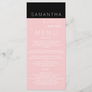 Rose moderne couleur rose bloc menu mariage