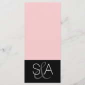 Rose moderne couleur rose bloc menu mariage (Dos)