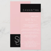 Rose moderne couleur rose bloc menu mariage (Devant / Derrière)
