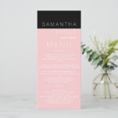 Rose moderne couleur rose bloc menu mariage (Debout devant)