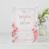 Rose Moderne Design Boho Mariage Photo Invitation (Debout devant)
