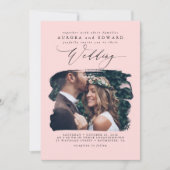 Rose Moderne Design Boho Mariage Photo Invitation (Devant)