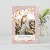 Rose moderne Dusty Coral Floral PHOTO MERCI (Debout devant)