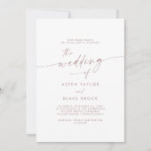 Rose moderne Faire-part de mariage de script or (Devant)