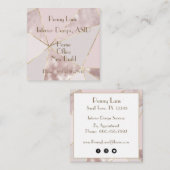 Rose moderne Gold et Carré rose Carte de visite (Devant / Derrière)