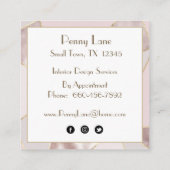 Rose moderne Gold et Carré rose Carte de visite (Dos)