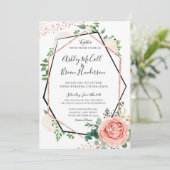 Rose moderne Gold Géométrique Mariage Invitation (Debout devant)