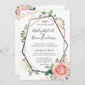 Rose moderne Gold Géométrique Mariage Invitation (Devant / Derrière)