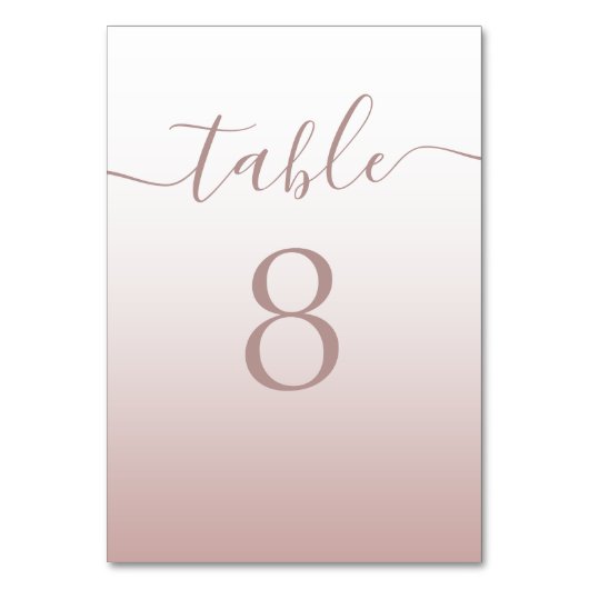 Rose moderne Gold Gradient Mariage Numéro de table (Dos)