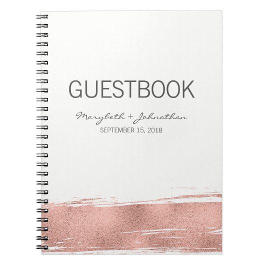 Rose moderne Gold Mariage Carnet de livre d'hôtes (Devant)