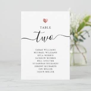 Rose moderne Gold Mariage Tableau Numéro Cartes