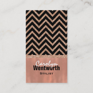 Rose moderne Gold Trendy Chevron Carte de visite