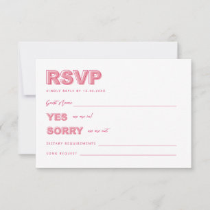 Rose moderne Gras Type Texte RSVP Carte de réponse