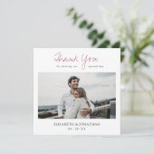 Rose moderne Merci Gold Script Mariage photo (Debout devant)