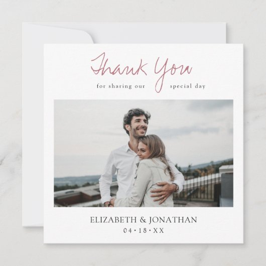 Rose moderne Merci Gold Script Mariage photo (Devant)