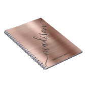 Rose moderne Monogramme or Nom du script Carnet (Côté Droit)