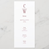 Rose moderne rose Mariage Monogramme Menu (Devant)