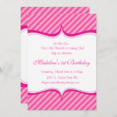 Rose moderne sur princesse Invitation de rayure de (Devant / Derrière)