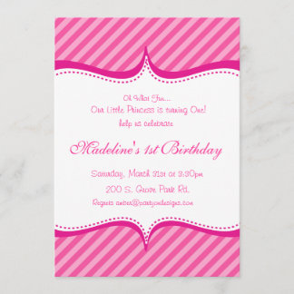 Rose moderne sur princesse Invitation de rayure de