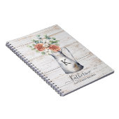 Rose Monogram Rustique Cahier de Recettes en Bois (Côté Droit)