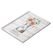 Rose Monogram Rustique Cahier de Recettes en Bois (Côté gauche)