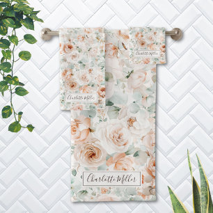 Rose Monogramme Feuilles d'Eucalyptus Floral Vert