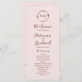 Rose Monogramme Mariage programme de cérémonie 4x9 (Devant / Derrière)