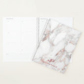 Rose Monogramme moderne Marbre blanc or Élégant (Devant avec enveloppe)