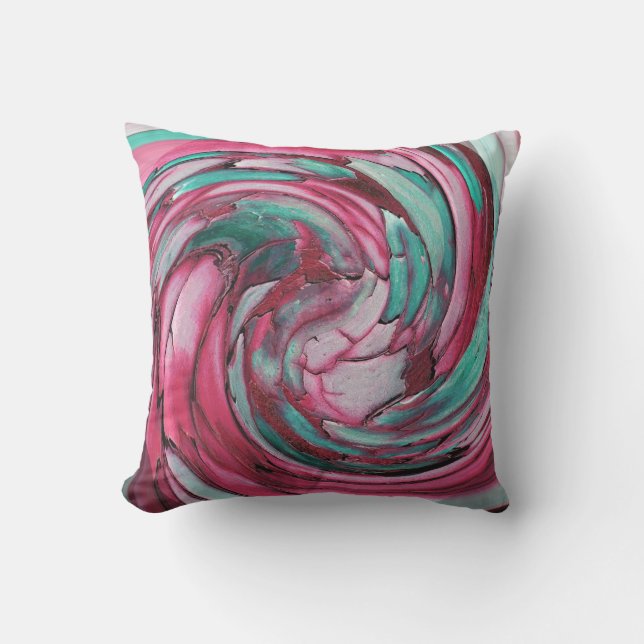Rose N Turquoise Art Abstrait Coussin extérieur (Recto)