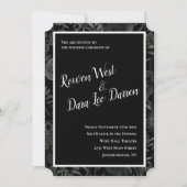 Rose noir blanc gothique invitation mariage (Devant)