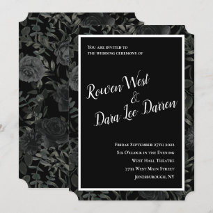 Rose noir blanc gothique invitation mariage