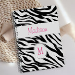 Rose noir blanc Zèbre animal tendance Monogramme<br><div class="desc">Un animal de zèbre blanc rose amusant décore cette couverture de planificateur et il peut être personnalisé avec votre initiale et votre nom. Revenir. Découvrez notre gamme complète de produits dans notre boutique Zazzle.</div>