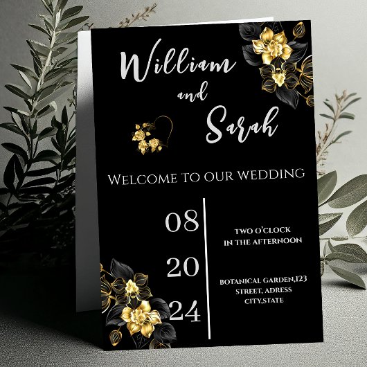 Rose noir Elegant Mariage Invitation