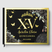 Rose noir Floral Quinceañera Quince 15 XV Or (Recto)