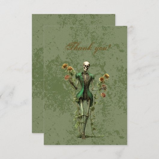 Rose noir gothique sur le Merci vert Grunge (Devant / Derrière)