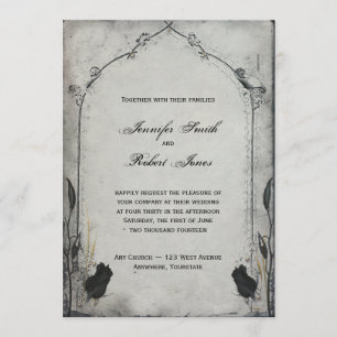 Rose noir gothique Trellis Faire-part de mariage