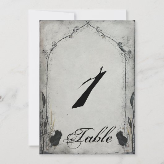 Rose noir gothique Trellis Mariage Numéro de table (Devant)