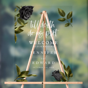 Rose noir jusqu'à la mort Do Us Part Mariage Sign