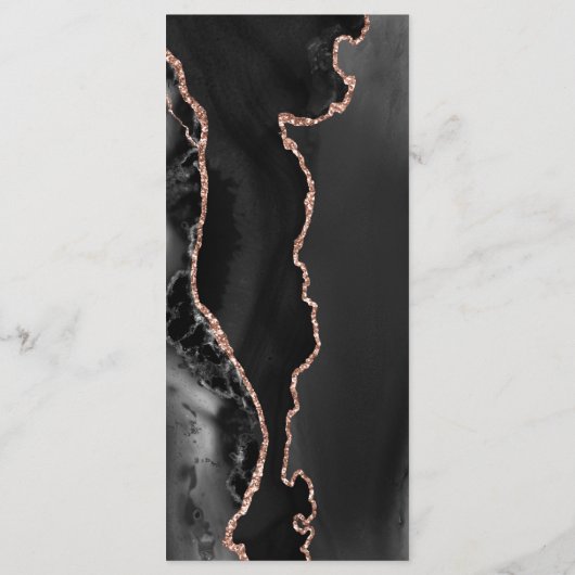 Rose noir moderne Gold Agate Dark Mariage Menu (Dos)