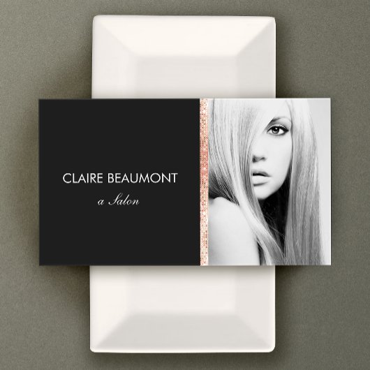 Rose noir moderne Gold Sequin Salon Carte photo