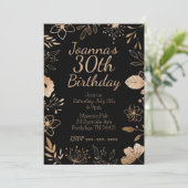 Rose noir or Botanique Invitation d'anniversaire (Debout devant)